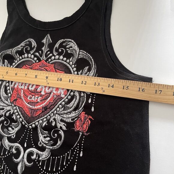 Hard Rock Cafe Rome Italy Tank Top S Womens Couture Roses Black V Strappy Back - Picture 6 of 9